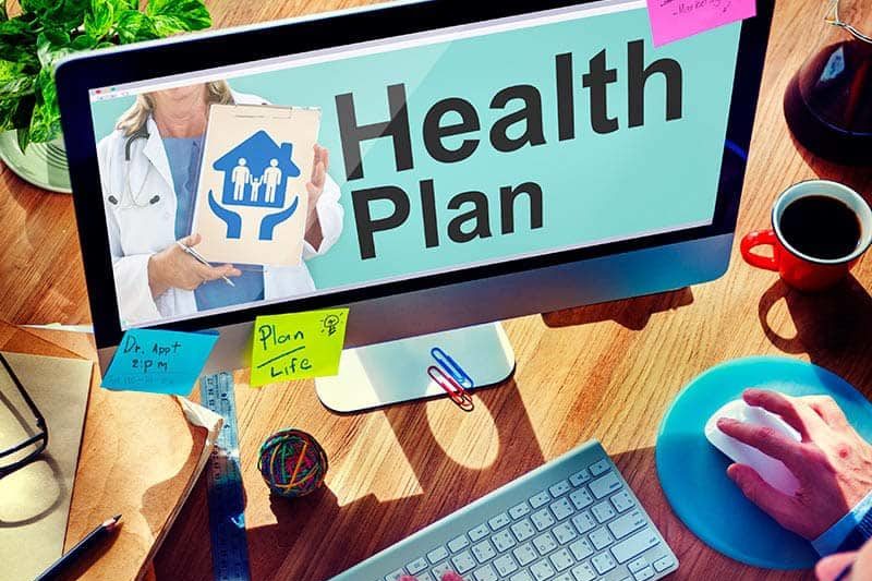 health insurance text on computer screen