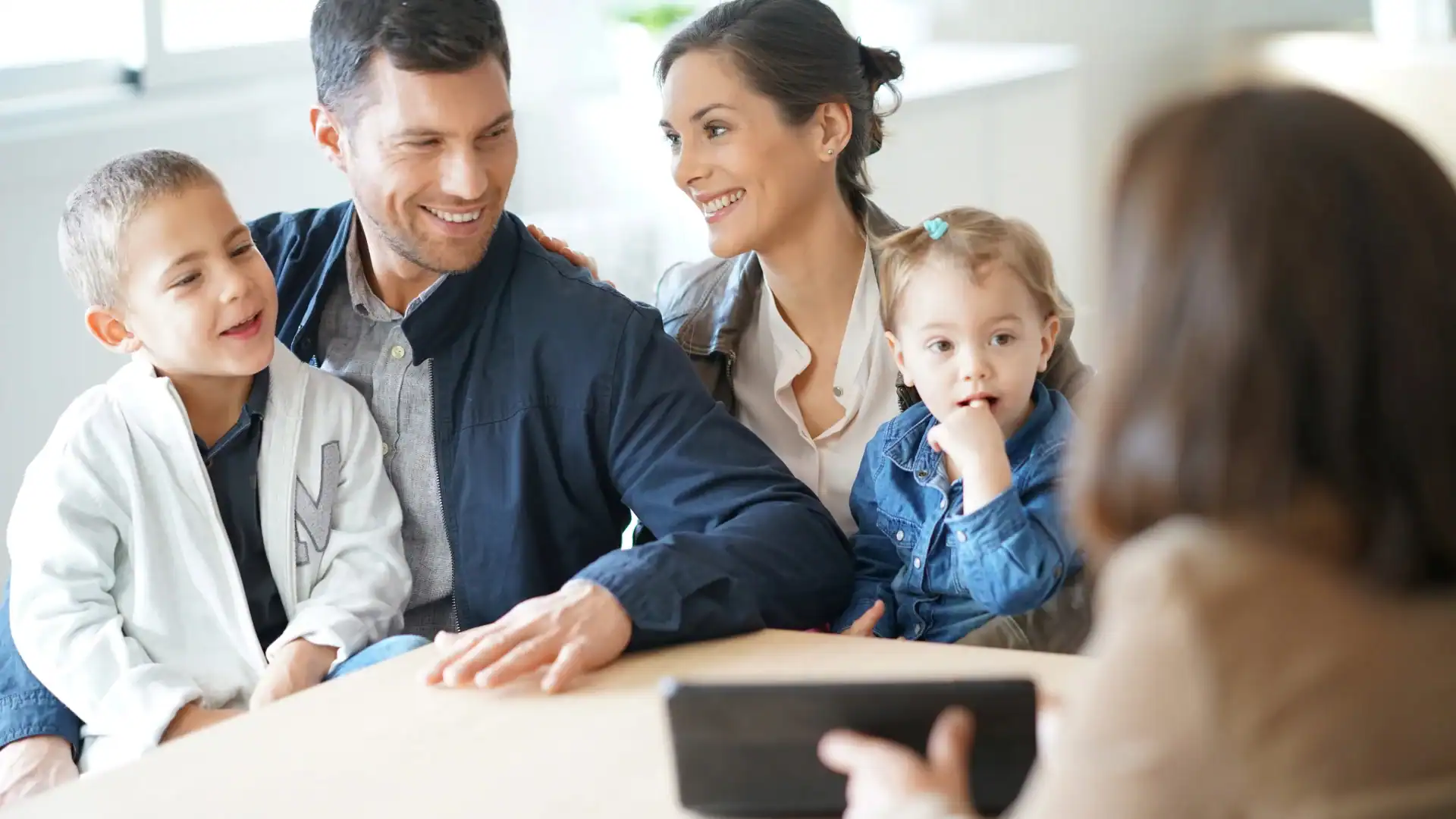 Happy family with children